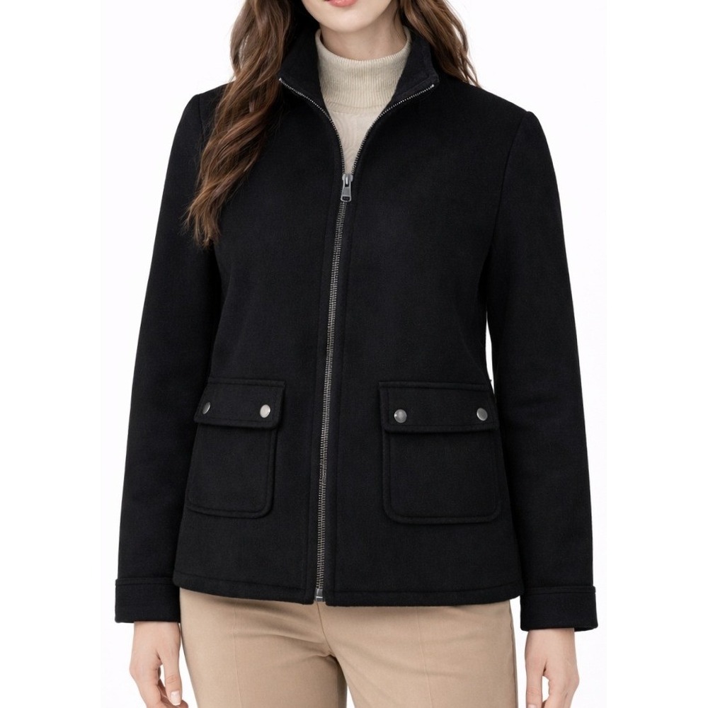 Joie Womens S Black Wool Blend Full Zip Coat